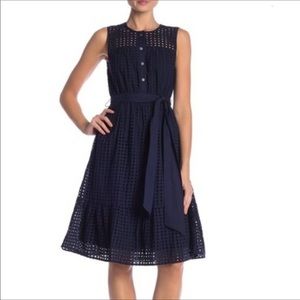 J Crew Navy Blue Eyelet Dress Size 8